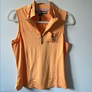 JAMIE Sadock Orange Zippered Polo Golf Tank Top